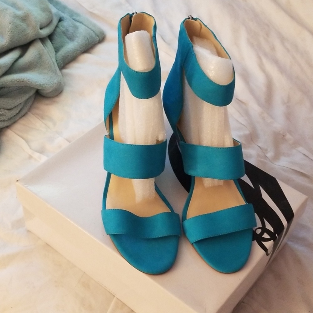 Turquoise strappy sandals